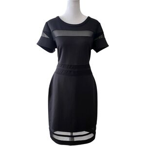 Belle & Sky Black Mesh Sheath Cocktail Dress Women’s  L Elegant Evening Style